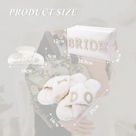 Bride to Be Gifts Set with Makeup Bag, Slippers, Hair Claw Clip Wedding Gifts.