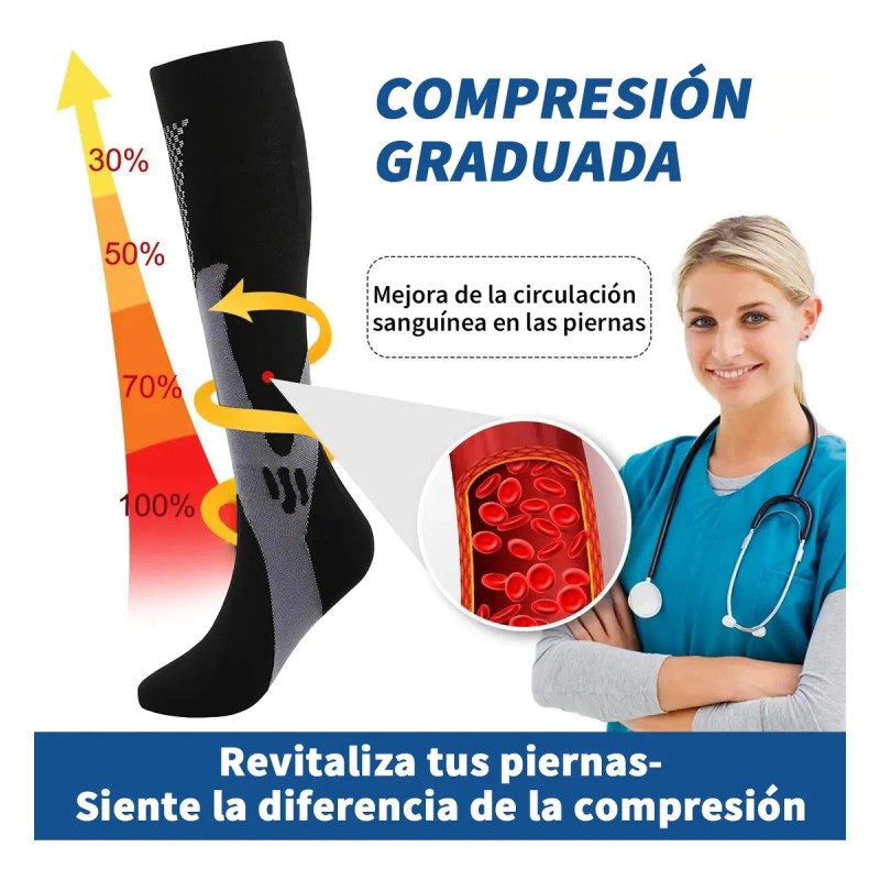 8medias Calcetas Compresión U Alivia Varices Y Circulación