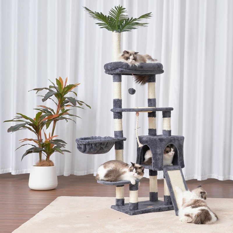 Heybly Cat Tree, 65.4 inches Cat Tower for Indoor Cats,