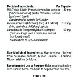 Thorne S.A.T. - Silymarin, Artichoke, and Turmeric Extracts for Liver Support - 60 Capsules - 60 Servings