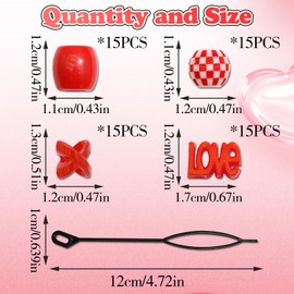 NAISKA 60Pcs Red Hair Beads for Braid Loc Hair Jewelry Dreadlock Bead Accessories Hair Decoration with Hair Ring Cuffs Charms for Hair Braids Accessories Braid Clips for Women and Girls