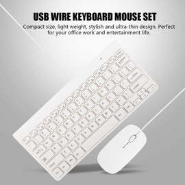 EBTOOLS Ultra Thin USB Wired Keyboard, Mini Portable Plug and Play Keyboard with Optical Mouse Set Combo Suitable for PC Laptop Good for Work/Entertainment(White)