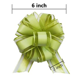 sxvblly 6 PCS Large Pull Bows 6 Inch Bean Green Bows for Gift Wrapping Wedding Basket Birthday Party Gift Boxes and Flower Decorations