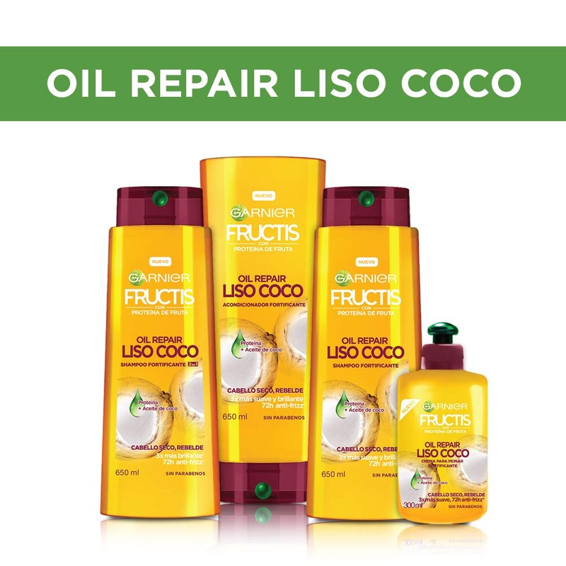 Garnier Fructis Crema para Peinar Oil Repair Liso Coco, 300