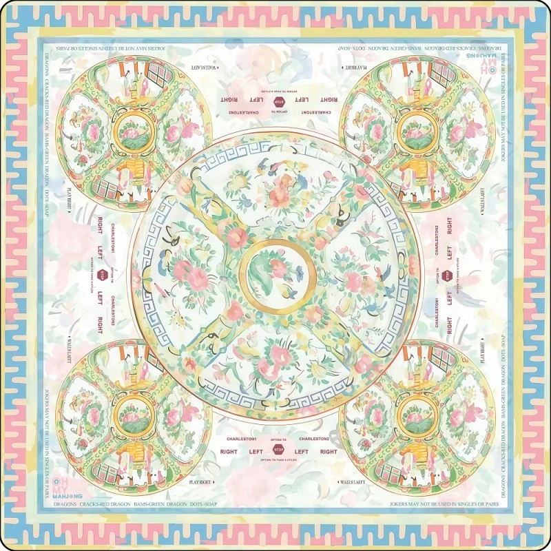 Exquisite Decorative Luxury Mahjong Mat Painted Anti Slip Mahjong Table