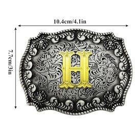 Seternaly Western Belt Buckle Cowboy Rodeo Large Belt Buckles with Initial Letter ABCDEFG to Z for Men Women