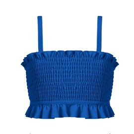 Arshiner Girls' Bikini Set Summer Swimsuits Children Adjustable Straps Tankini with Elegant Pleats Swimwear Bikini for Girls 5-13 Years, B-blue flowers, 130