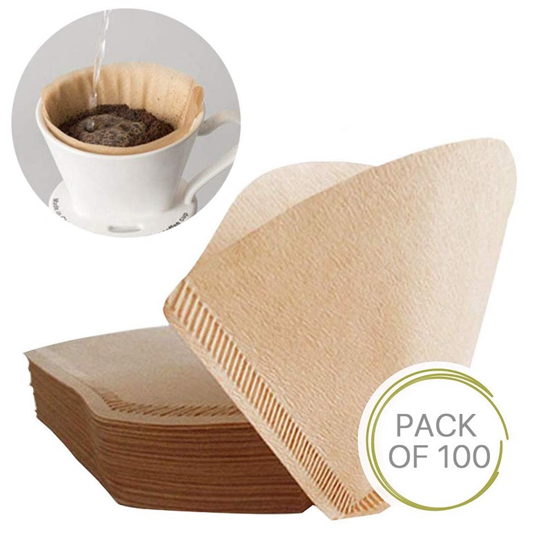 100Pcs 103 Coffee Filter Paper Disposable Natural Unbleached Original Wooden