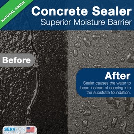 Serveon Sealants Concrete Driveway Sealer Plus Penetrating Densifier (Clear Natural Finish) Commercial Grade Outdoor Indoor Waterproof Sealant Protects Pavers Sidewalks Pools (1 Quart) H2100