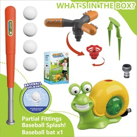 2 in 1 Water Sprinkler Baseball Toy Set,Summer Outdoor Rotating Sprinkler Toys with 2 Sprinkler Heads,Kids Backyard Lawn Pool Party Fun Game Equipment for Boys Girls Age 3 4 5-12