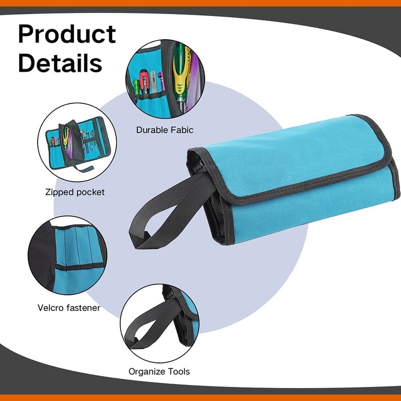 Tool Roll Bag, Foldable Professional Electrician Tool Storage Holder, Roll