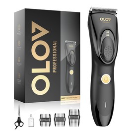 OLOV PROFESSIONAL Hair Clippers for Men, Cordless Hair Clipper Kit, Adjustable 4 Length Setting, 2-Speed Settings, Replaceable Ceramic Blade Heads, Rechargeable Hair Clippers for Family (Black)