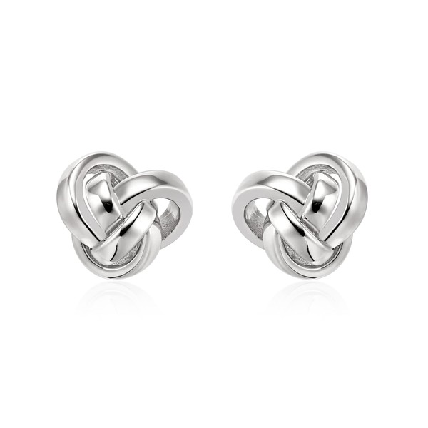 Twisted Wire Love Knot Stud Earrings 18K Gold Plated 925