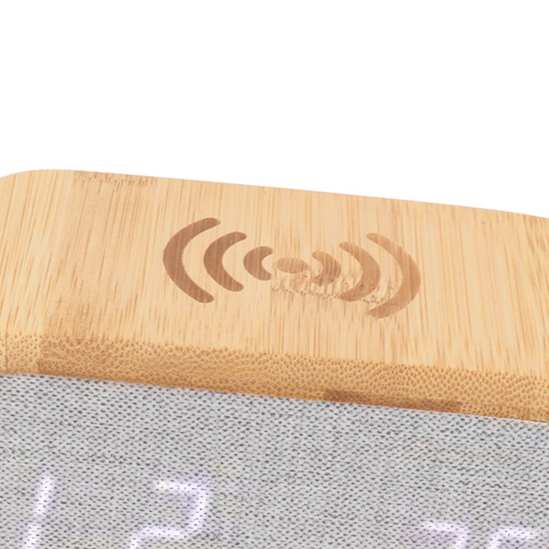 Wooden Alarm Clock USB Wireless Charging Wood LED Digital Display