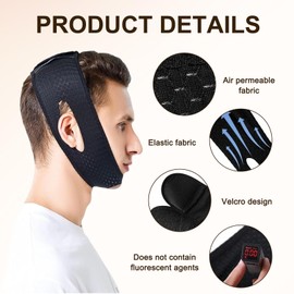 Anmahe Chin Strap for Sleeping 2pcs,Jaw Strap,Adjustable Reduce Anti Snoring Chin Strapanti Snoring,V Line Face Lifting Chin Mask Effect,Chin Strap Aid,with 2 Eye Masks