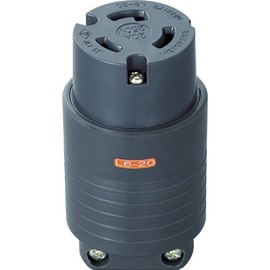 Meikosha MH8172B Grounding 2P 20A Hook Connector Body, 20A, 250V (Black) (L6-20R Compliant)