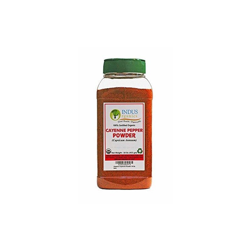 Indus Organics Cayenne Pepper Powder (40,000 SHU), 1 Lb Jar,