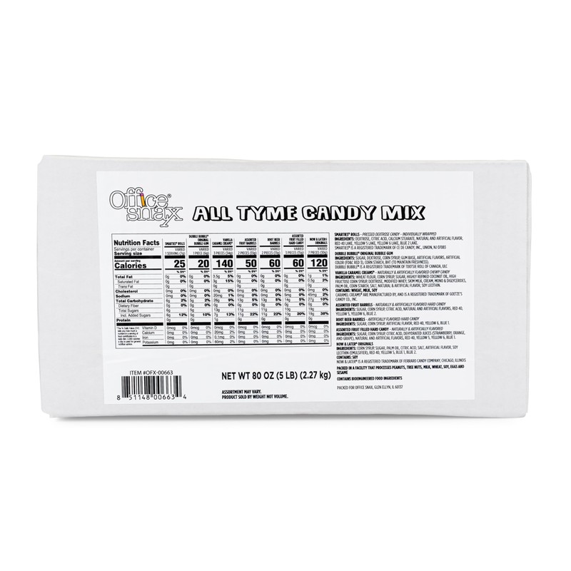 Office Snax candy assortments, all tyme candy mix, 5 lb