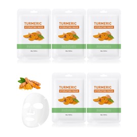 Face Mask Set-5 Pack Turmeric Face Sheet Masks Skincare,Hydrating Facial Sheet Mask,Moisturizing Full Face Facial Masks, Glowing Skin for All Skin Types,Mother's Day Skin Care Product Gift Kit for Women