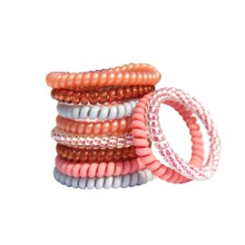 10 Piece Hair Ties For Thick Hair, Coil Elastics Hair Ties for Women and Girls, Multicolor Medium Spiral Hair Ties, Telephone Cord Plastic Hair Ties For Everyday Wear