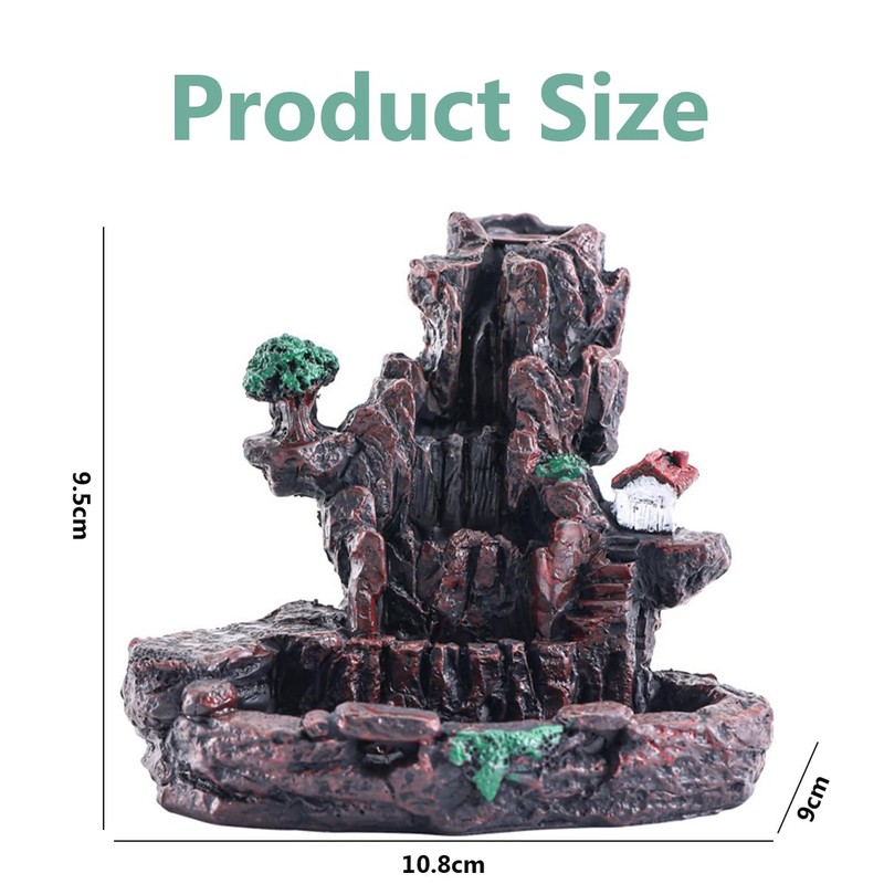 Zen Waterfall Backflow Incense Burner, Handcrafted Mini Burner, Ceramic Resin
