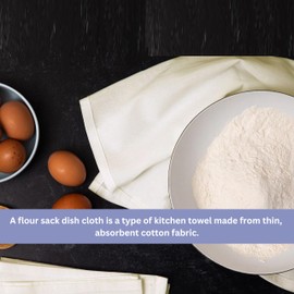 WHITEWRAP Flour Sack Kitchen Towels |Cotton Blank Towel | Tea Towel Crafting |Thick Absorbent Quick Dry | Baking Bread Proofing Linen Cover,Washable Set of 4, 13"x13" Natural