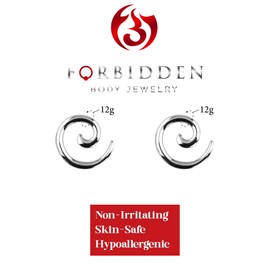 Forbidden Body Jewelry Pair of 0G-12G Surgical Steel Solid Spiral Taper Earrings, Surgical Steel