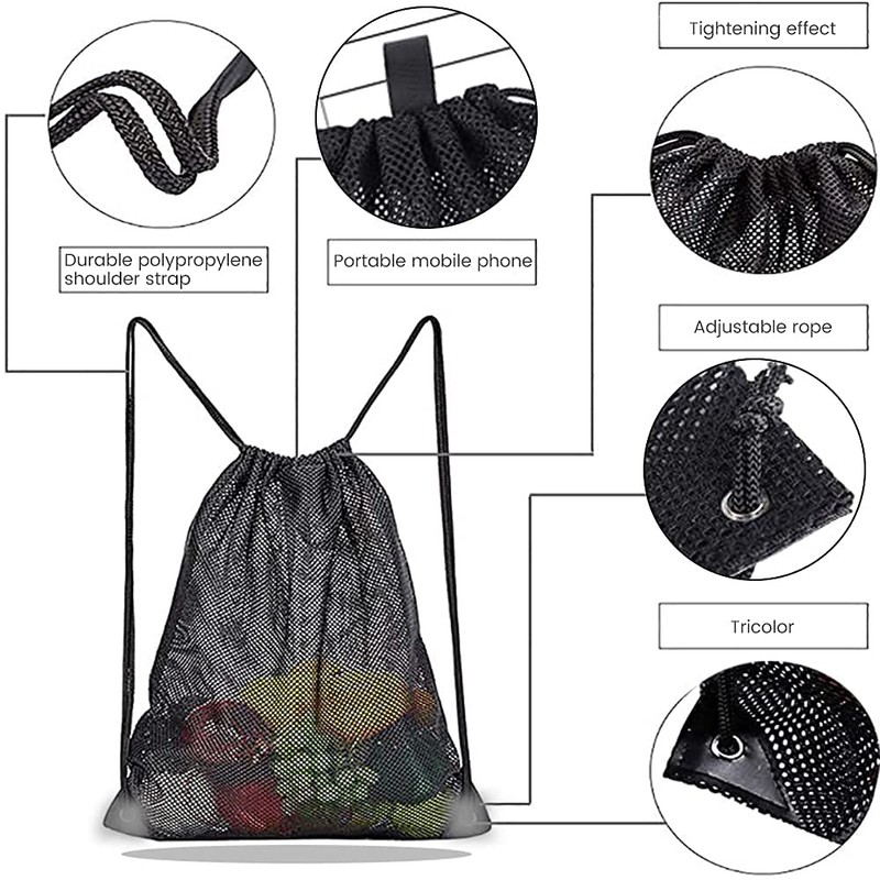 Mesh Drawstring Bag Heavy Duty Drawstring Backpack Mesh Bags Sports