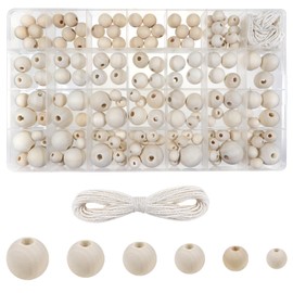 TOAOB 160 Pieces Wooden Beads 10 mm to 20 mm Mixed Size Round Wooden Balls with Large Hole Natural Wooden Beads for Crafts Decorations Macrame Craft Jewellery Making