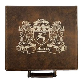 Doherty Irish Coat of Arms Leather Poker Set