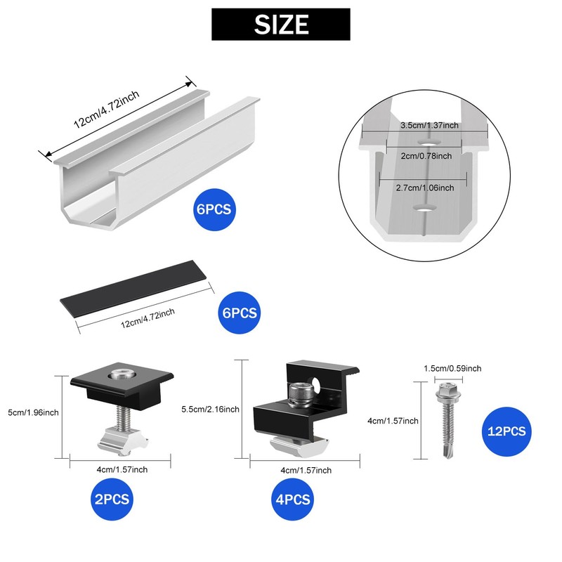 Noosverl Solar Panel Mount Kit (12 cm) and Accessories Black