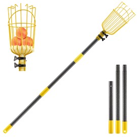 INFLATION Fruit Picker Tool,Apple Picker Pole with Basket,8 FT Adjustable Fruit Picker Pole with Basket Telescoping,Sturdy Basket with Foam Pad for Picking Avocado Acorn Lemon Pear Mango……