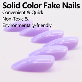 Purple Nails Short Press on Nails Oval Round Fake Nails RIICFDD Almond False Nails with Pure Color Designs Artificial Glossy Acrylic Full Cover Glamorous Glue on Nails for Women Nail Decor 24 Pcs