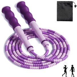 Beaded Skipping Rope, Jumping Rope Without Tangling 2.8m/1.1in Adjustable Length, Segmented Soft Beaded Skipping Rope for Women Fitness, Can Be Used for Aerobic Exercise and Endurance Training