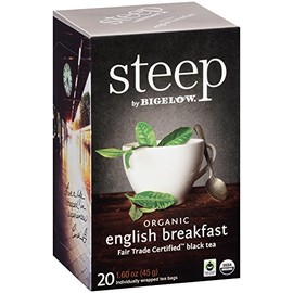 steep by Bigelow Organic English Breakfast Tea, 20 Count (Pack of 6), 120 Tea Bags Total