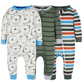Onesies Brand Baby Boys' 3-Pack Snug Fit One-Piece Cotton Pajamas, Bear, 4T