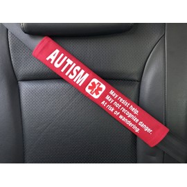 Autism Medical Alert Seat Belt Cover (Red)