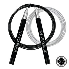 XV Warrior Speed Jump Rope - Self-Locking, Screw-Free Design – Weighted, 360 Degree Spin, Silicone Grip with 2 Speed Rope Cables for Home Workout, & More