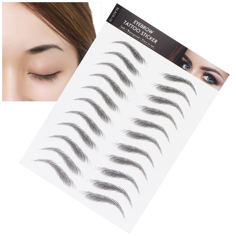6D Eyebrow Tattoo Sticker, Eyebrow Shaping Stencils, Semi-Permanent, Hair-Like, Waterproof