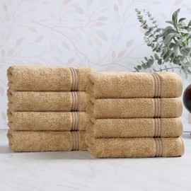 SUPERIOR Heritage Egyptian Cotton Hand Towel Set, Heavyweight Towels for Bathroom, Kitchen, Spa, Home Decor Essentials, Highly Absorbent, Plush Hotel Quality, Includes 8 Hand Towels, Toast