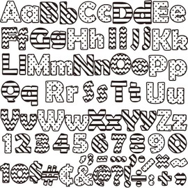 260 Pcs Black and White Bulletin Board Letters for Classroom 4” Letters Combo Pack Set Dots Stripe Classroom Decorations Alphabet Numbers Symbols Letters for Bulletin Board Classroom Decor