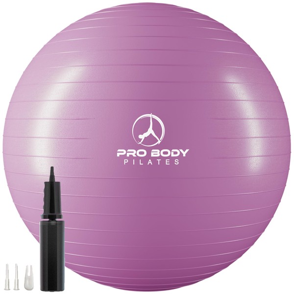 ProBody Pilates Ball Exercise Ball Yoga Ball, Multiple Sizes Stability Ball Chair, Gym Grade Birthing Ball for Pregnancy, Fitness, Balance, Workout and Physical Therapy (Purple, 55 cm)