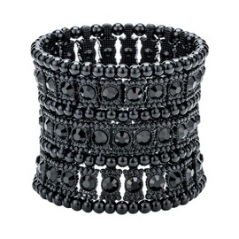 Szxc Womens Ballroom Rhinestone Stretch Cuff Bracelets Fit Wrist Circumference From 6.5" to 7.5" - Lead & Nickle Free