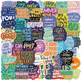 50PCS Motivational Quotes Sticker, Inspirational Words Stickers for Teens Adults Students Teacher Employees, Vinyl Encouraging Positive Affirmation Stickers for Water Bottles