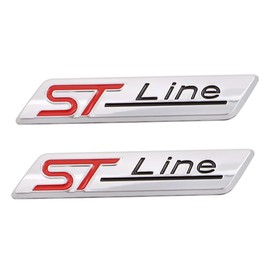 2 Pieces 3D Metal ST Line Sticker Car Head Emblem Badge Chrome Sticker for Most Car Models (Silver)