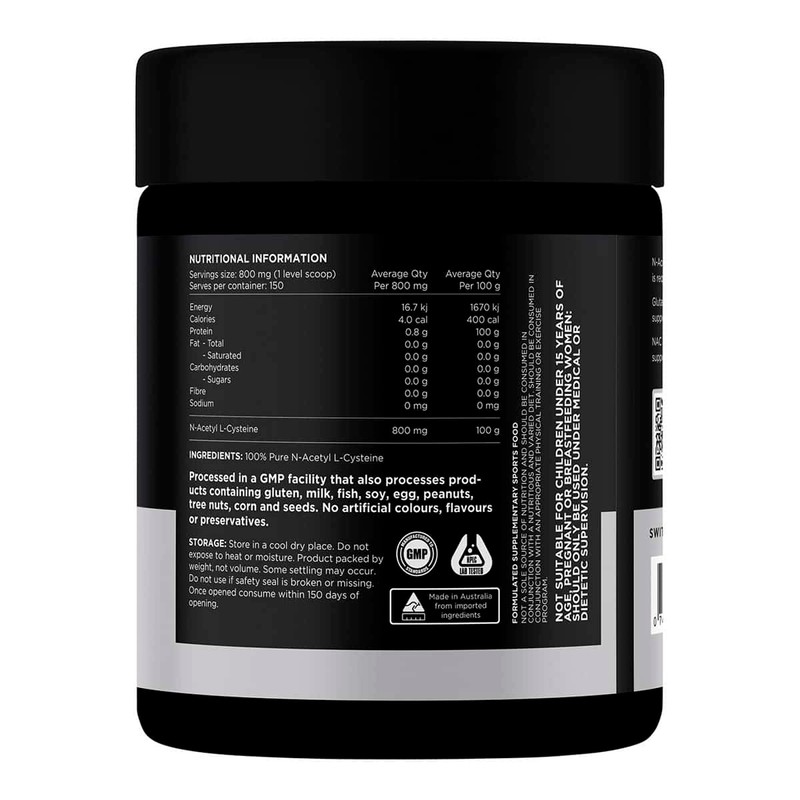 Switch Nutrition NAC (N-Acetyl L-Cystine), 120g