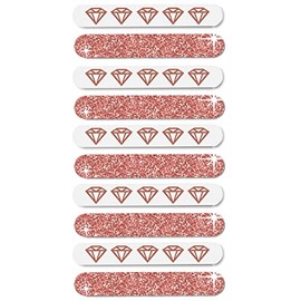 Nail File Party Favors - Set of 10 Rose Gold Sparkle Diamond Icon Nail Files - Bulk Items for Gift Bag Fillers for Women - Emery Board(10 Dia) RG