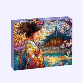 Puzzles for Adults 500 Pieces, Landscape Jigsaw Puzzles - Kimono Glow, Impossible Stained Glass Puzzle for Seniors Family, 20.47x14.96 inches, 1:1 Poster, Letter on the Back