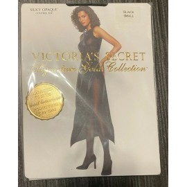 Victoria's Secret RARE Victoria Secret SIGNATURE Gold Silky Opaque CT Pantyhose Black Small