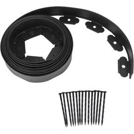 GOTOTOP Borde de Jardín de PE 5m con 15pcs Clavos para Césped, Negro